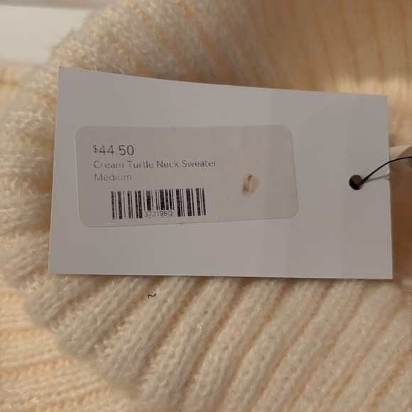 New in cream cozy turtleneck sweater drop shoulder long sleeve raw seam rib hem - Picture 11 of 16
